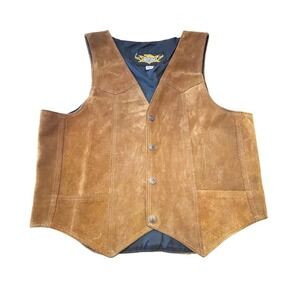 Universal Rider Mens Brown Suede Leather Western Biker Vest Made in USA Large
